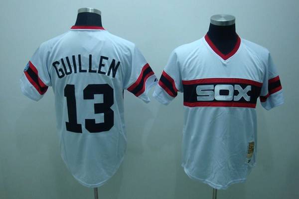 Mitchell and Ness White Sox #13 Ozzie Guillen Stitched White Throwback MLB Jersey